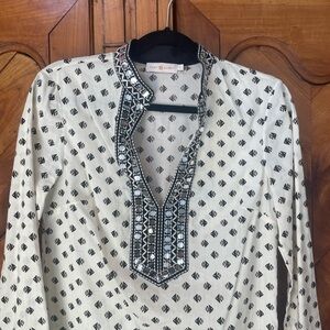 Tory Burch Long Sleeve Tunic in New Ivory Kingfish with Sequins